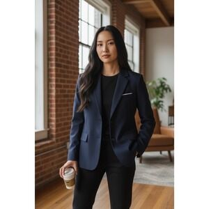 YuanLu Women's Navy Blue Blazer Suit Jacket Smart Casual Business Size 10
